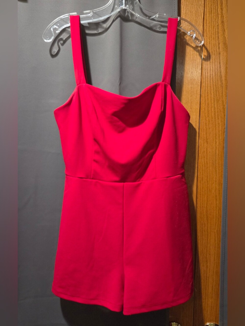 Crystal SkyTank Top Red Romper with Cowl Neck